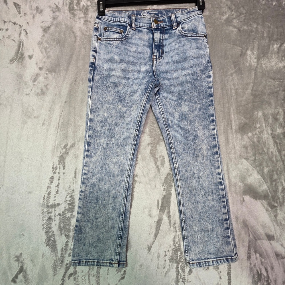 Wonder Nation Boys Straight Leg Acid Wash Jeans Light Blue Size 10 WN34100123214